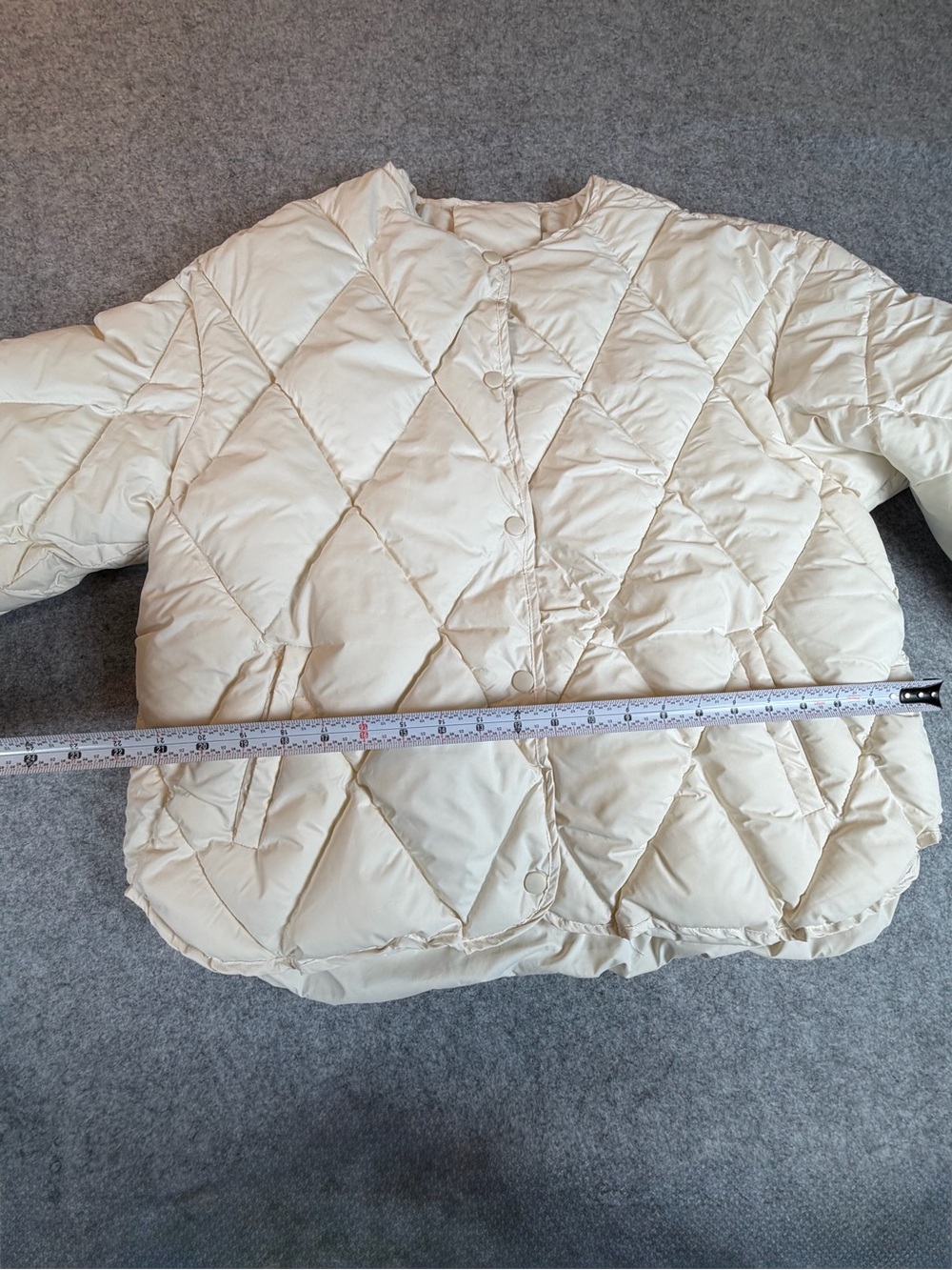 Women's Cream Quilted Puffer Jacket Oversized Soft Girl Minimalist no size tag - Picture 8 of 8